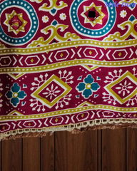 Premium Edit-Gajji Silk Digital Print Unstitched Suit with Real Mirror Work & Printed Dupatta