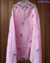 Mul Cotton Gotta Work & Scalloped Embroidery Un-Stitched Suit with Scalloped Dupatta
