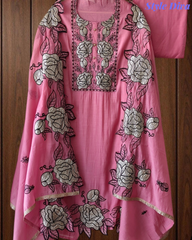 Mul Cotton Gotta Work & Scalloped Embroidery Un-Stitched Suit with Scalloped Dupatta