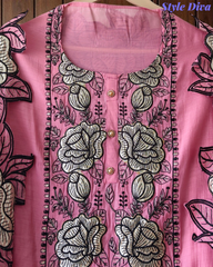 Mul Cotton Gotta Work & Scalloped Embroidery Un-Stitched Suit with Scalloped Dupatta