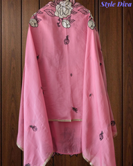 Mul Cotton Gotta Work & Scalloped Embroidery Un-Stitched Suit with Scalloped Dupatta