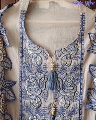 Mul Cotton Gotta Work & Scalloped Embroidery Un-Stitched Suit with Scalloped Dupatta