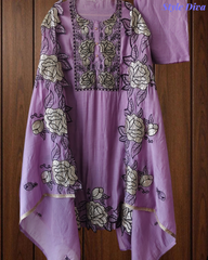 Mul Cotton Gotta Work & Scalloped Embroidery Un-Stitched Suit with Scalloped Dupatta