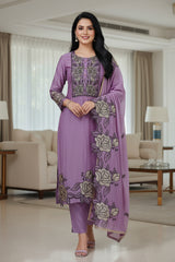 Mul Cotton Gotta Work & Scalloped Embroidery Un-Stitched Suit with Scalloped Dupatta
