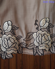 Mul Cotton Gotta Work & Scalloped Embroidery Un-Stitched Suit with Scalloped Dupatta