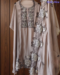 Mul Cotton Gotta Work & Scalloped Embroidery Un-Stitched Suit with Scalloped Dupatta