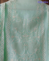 Mul Crush Cotton Lucknowi Embroidery & Cut Dana Work Un-Stitched Suit with Dupatta