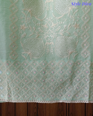 Mul Crush Cotton Lucknowi Embroidery & Cut Dana Work Un-Stitched Suit with Dupatta