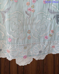 Mul Cotton Parsi Embroidered Un-Stitched Suit Set with Scalloped Embroidered Dupatta