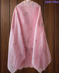 Mul Cotton Parsi Embroidered Un-Stitched Suit Set with Scalloped Embroidered Dupatta