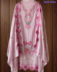 Mul Cotton Overall Embroidered Un-Stitched Suit Set