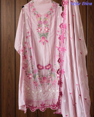 Mul Cotton Overall Embroidered Un-Stitched Suit Set