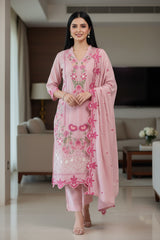 Mul Cotton Overall Embroidered Un-Stitched Suit Set