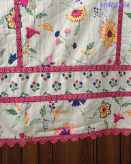 Cotton Pakistani Style Printed Un-Stitched Suit with Crochet Lacing Dupatta