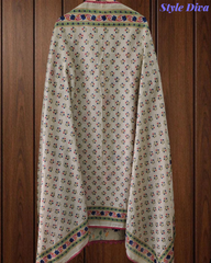 Cotton Pakistani Style Printed Un-Stitched Suit with Crochet Lacing Dupatta