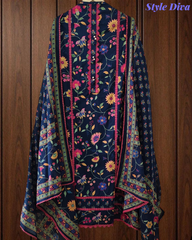 Cotton Pakistani Style Printed Un-Stitched Suit with Crochet Lacing Dupatta
