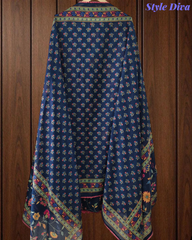 Cotton Pakistani Style Printed Un-Stitched Suit with Crochet Lacing Dupatta