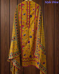 Cotton Pakistani Style Printed Un-Stitched Suit with Crochet Lacing Dupatta