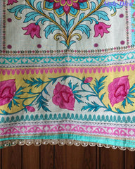 Pure Cotton Digital Print Un Stitched Suit with Pearl Highlighting Mul Cotton Dupatta