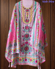 Pure Cotton Digital Print Un Stitched Suit with Pearl Highlighting Mul Cotton Dupatta