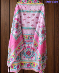 Pure Cotton Digital Print Un Stitched Suit with Pearl Highlighting Mul Cotton Dupatta