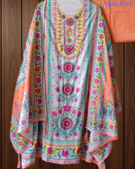 Pure Cotton Digital Print Un Stitched Suit with Pearl Highlighting Mul Cotton Dupatta