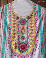 Pure Cotton Digital Print Un Stitched Suit with Pearl Highlighting Mul Cotton Dupatta