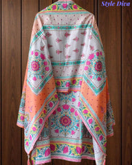 Pure Cotton Digital Print Un Stitched Suit with Pearl Highlighting Mul Cotton Dupatta