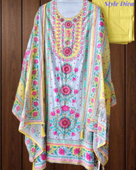 Pure Cotton Digital Print Un Stitched Suit with Pearl Highlighting Mul Cotton Dupatta
