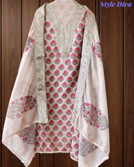 Linen Digital Print Un Stitched Suit with Pita Embroidery Dupatta