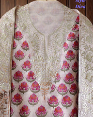 Linen Digital Print Un Stitched Suit with Pita Embroidery Dupatta