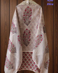 Linen Digital Print Un Stitched Suit with Pita Embroidery Dupatta