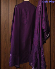 Mul Chanderi Un Stitched Suit with Organza Applique Work Border Dupatta