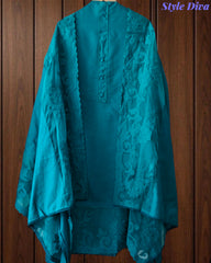 Mul Chanderi Un Stitched Suit with Organza Applique Work Border Dupatta