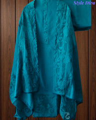 Mul Chanderi Un Stitched Suit with Organza Applique Work Border Dupatta