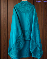 Mul Chanderi Un Stitched Suit with Organza Applique Work Border Dupatta