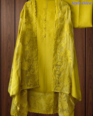 Mul Chanderi Un Stitched Suit with Organza Applique Work Border Dupatta