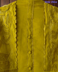 Mul Chanderi Un Stitched Suit with Organza Applique Work Border Dupatta