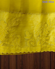 Mul Chanderi Un Stitched Suit with Organza Applique Work Border Dupatta