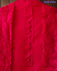 Mul Chanderi Un Stitched Suit with Organza Applique Work Border Dupatta