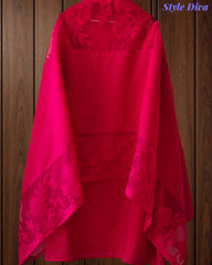 Mul Chanderi Un Stitched Suit with Organza Applique Work Border Dupatta