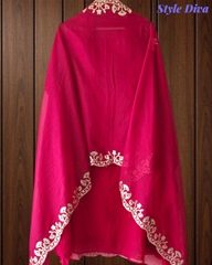 Mul Cotton Pichwai Art Un Stitched Suit with Gotta Laser Cut Work