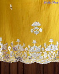 Mul Cotton Pichwai Art Un Stitched Suit with Gotta Laser Cut Work