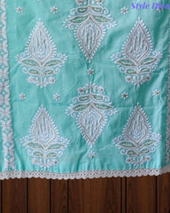 Pure Cotton Lucknowi Embroidered Un-Stitched Suit with Mul Cotton Dupatta & Zari Highlighting Work
