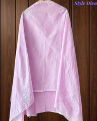 Pure Cotton Lucknowi Embroidered Un-Stitched Suit with Mul Cotton Dupatta & Zari Highlighting Work