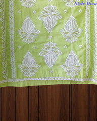 Pure Cotton Lucknowi Embroidered Un-Stitched Suit with Mul Cotton Dupatta & Zari Highlighting Work