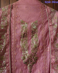 Mul Cotton Pita Work Embroidered Un-Stitched Suit Set