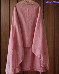 Mul Cotton Pita Work Embroidered Un-Stitched Suit Set