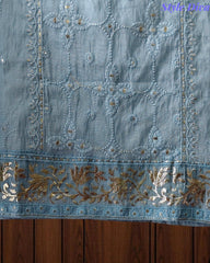 Mul Cotton Pita Work Embroidered Un-Stitched Suit Set