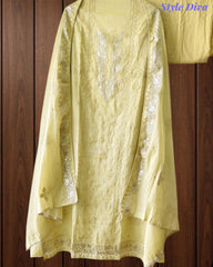 Mul Cotton Pita Work Embroidered Un-Stitched Suit Set